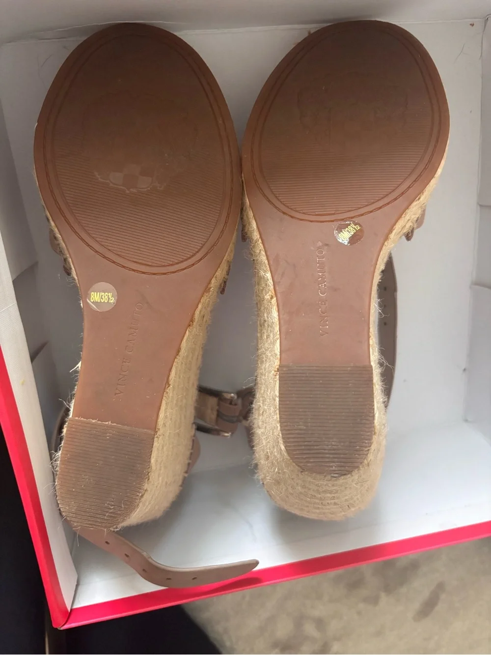 Vince Camuto Tan Espadrille Wedge Sandals with Ankle Strap